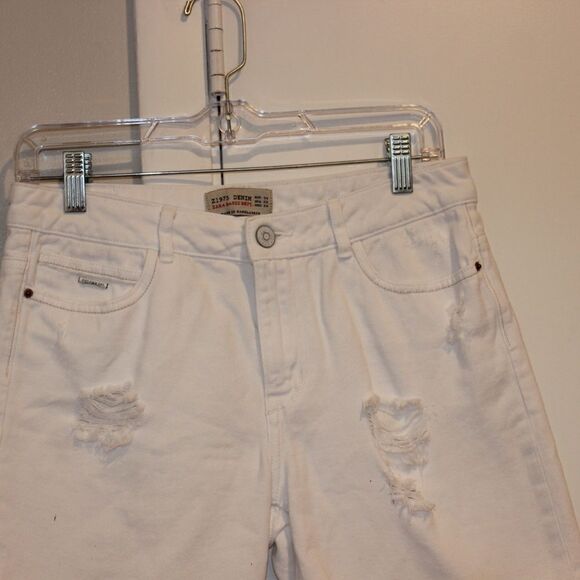 Zara White Jean Shorts Women Size 02 - Picture 2 of 10